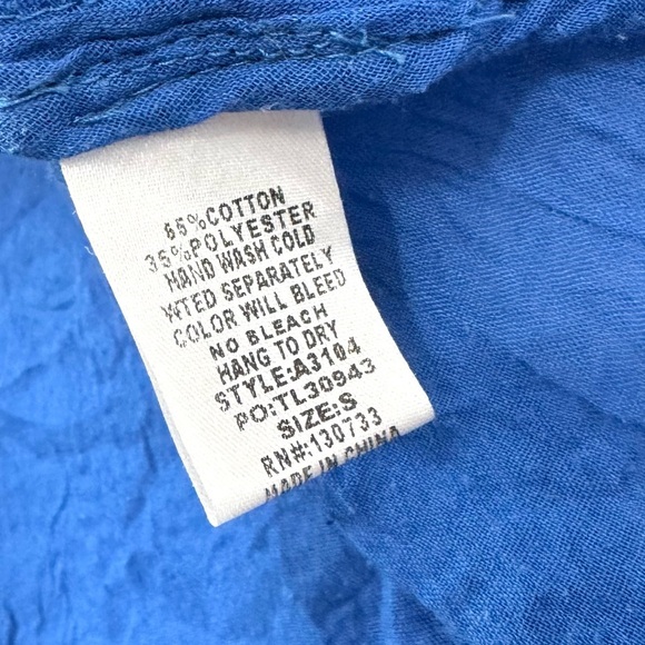 Umgee Women’s Small Gauzy Boho Blue Tunic Top Embroidered Flowers Short Sleeve - Picture 10 of 14